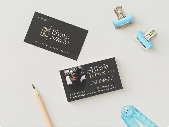 Minimalist Photographer Business Card Template – Editable in Canva (Digital Download)