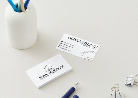 Elegant Business Card Template for Interior Designers – Editable in Canva