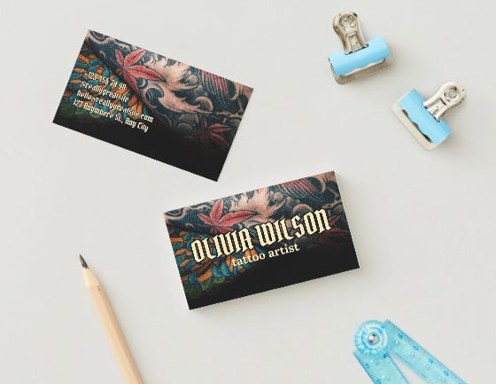 5 Modern Tattoo Artist Business Cards Bundle β Canva Editable Template