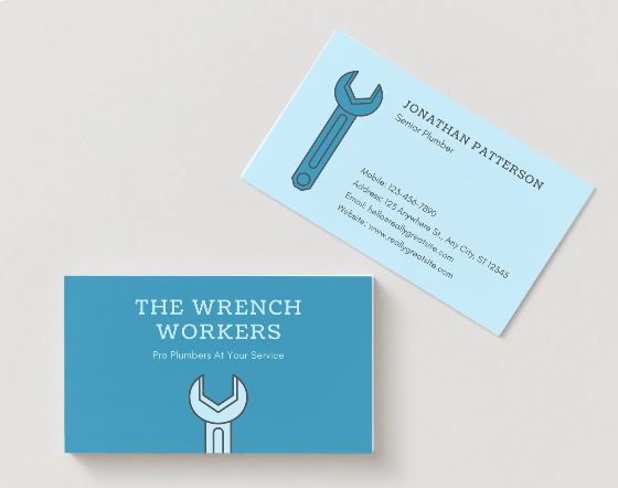 Bold Plumbing Contractor Business Card – Editable Canva Template (Digital Download)