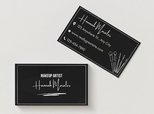 Bold Makeup Artist Business Card Template – Canva Editable (Digital Download)