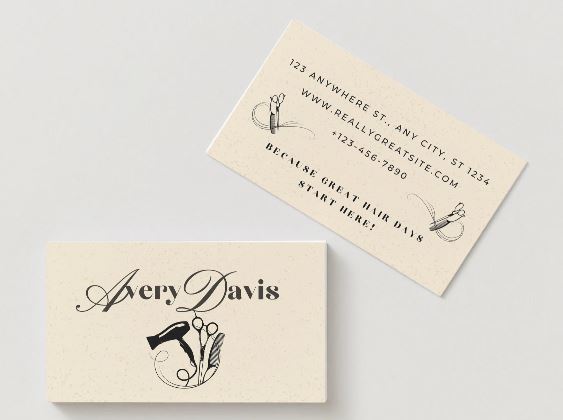 Bold Hair Stylist Business Card – Editable Canva Template (Digital Download)