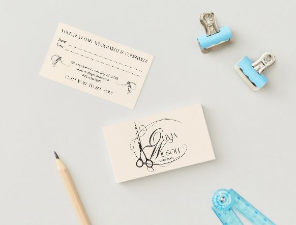 Bold Hair Stylist Business Card – Editable Canva Template (Digital Download)
