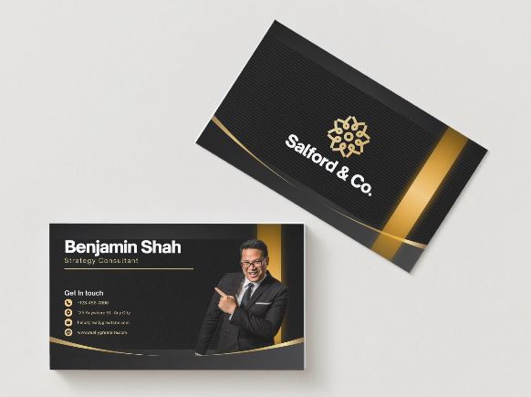 Entrepreneur &amp; Consultant Business Card Template – Bold Canva Design